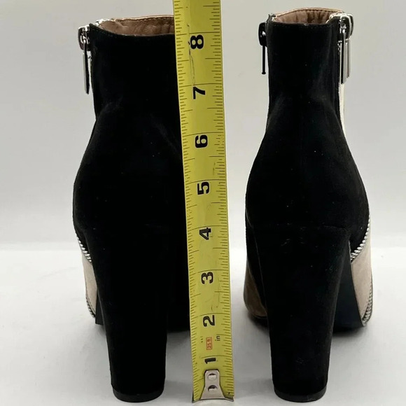 JustFab Remi Womens 7.5 Suede Block Heel Booties Pointed Toe Colorblock Zip Boot - Picture 11 of 16